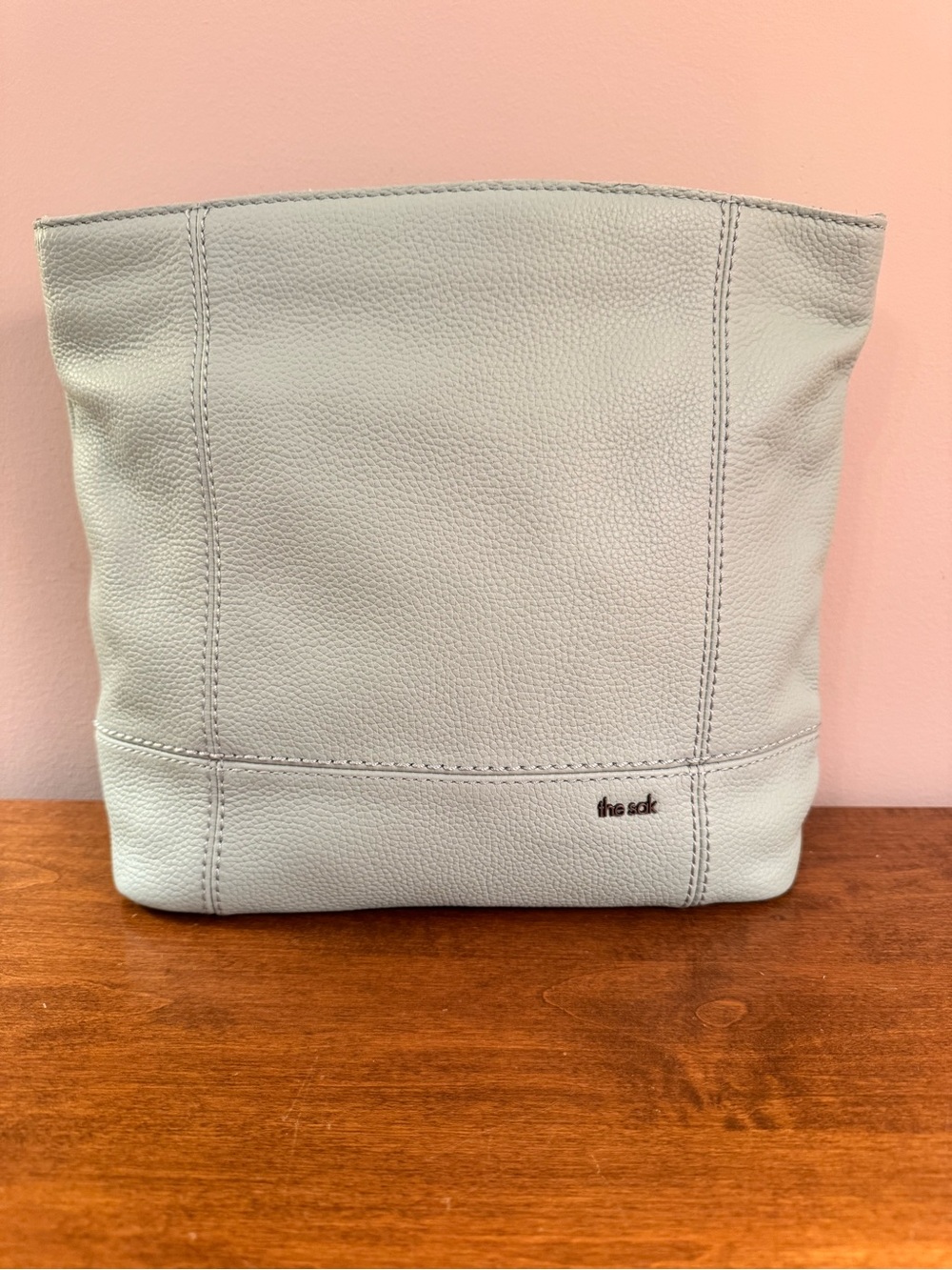 The Sak Mint Green Leather Pouch w/Crocheted Strawberry Charm - Picture 9 of 9